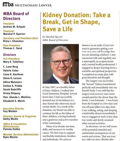 Kidney Donation: Take a Break, Get in Shape, Save a Life